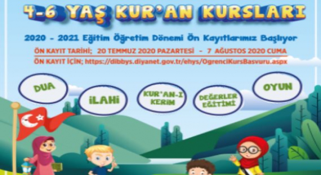 4-6 Yaş Kur’an Kurslarında ön kayıtlar başlıyor