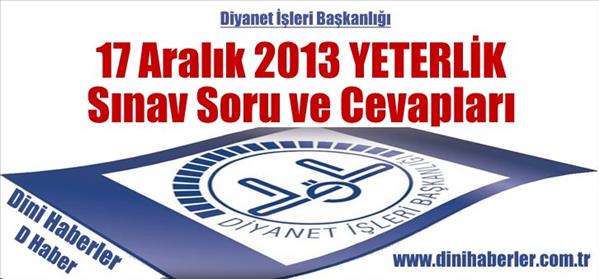 2013 Yılı YETERLİK Sınav Soru ve Cevapları