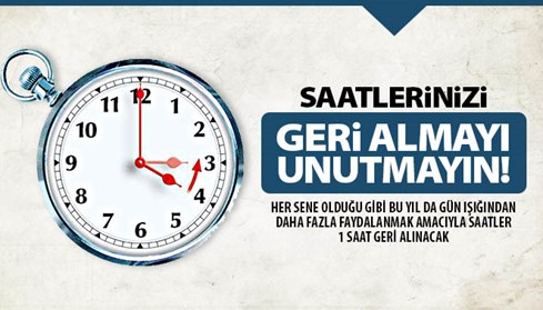 Saatlerinizi geri almayı unutmayın