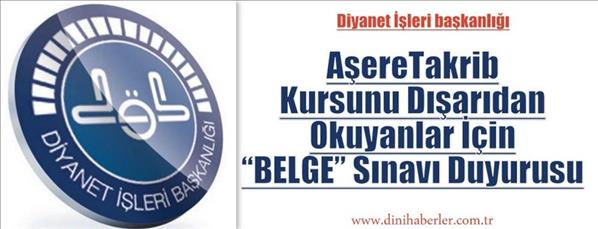 AşereTakrib Belge Sınav Duyurusu