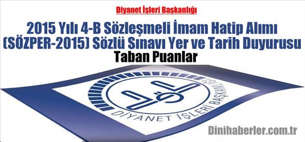 Sözleşmeli İmam Hatip Alımı Taban Puanları