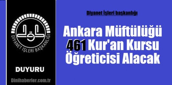 Ankara Müftülüğü 461 Kur'an Kursu Öğreticisi Alacak