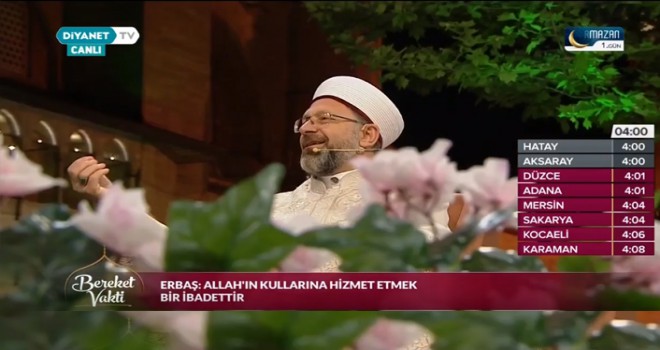 Başkan Erbaş, ilk sahurda Diyanet TV’nin konuğu oldu