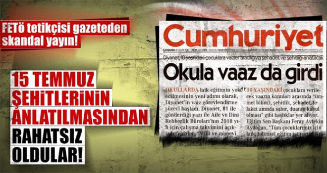 FETÖ tetikçisi gazeteden skandal yayın!