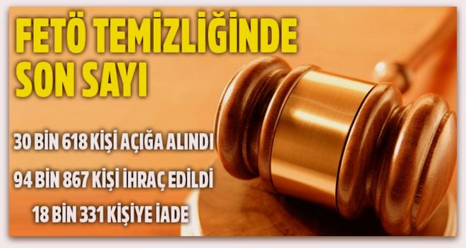 FETÖ temizliğinde son sayı: 94 bin 867 kişi ihraç, 18 bin 331 kişi iade edildi