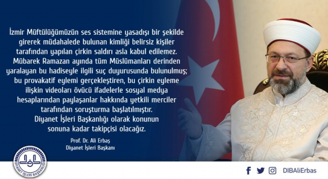 Diyanet İşleri Başkanı Erbaş, 'Konunun sonuna kadar takipçisi olacağız'