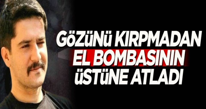Gözünü kırpmadan bombanın üzerine atladı!