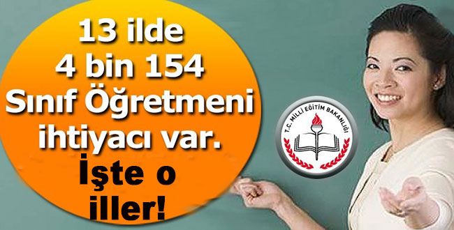 20 İldeki Sınıf Öğretmeni İhtiyacı 7 Bin 78
