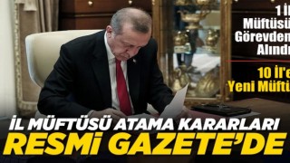 İl Müftüsü Atama Kararları Resmi Gazete'de yayımlandı