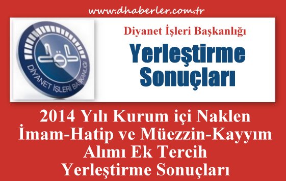 Kurum içi Naklen İmam-Hatip ve Müezzin-Kayyım Alımı Ek Tercih Yerleştirme Sonuçları