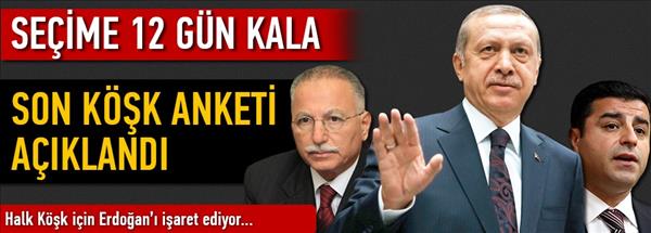 Seçimine 12 gün kala son köşk anketi