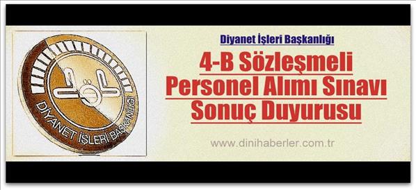 4-B Sözleşmeli Personel Alımı Sınavı Sonuç Duyurusu