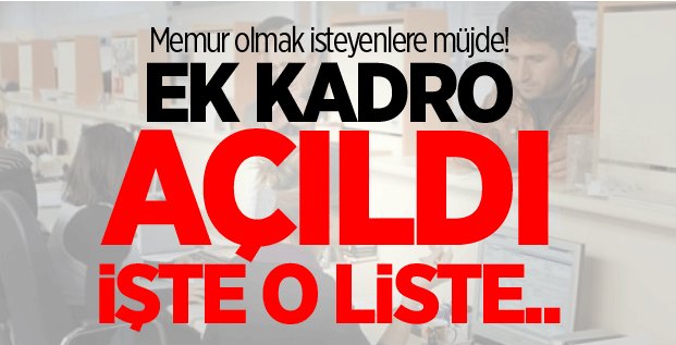 Kamuda 4 bin 970 ek kadro açıldı. Diyanet\'te var