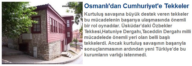 Osmanlı\'dan Cumhuriyet\'e Tekkeler